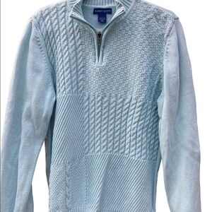 KAREN Scott Blue Sweater Mock Turtle Neck with Partial Zipper